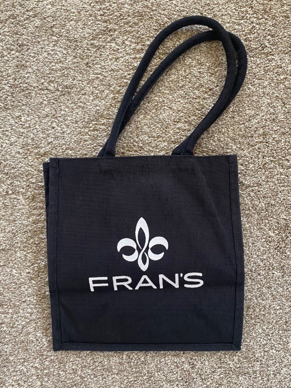 Rare Fran's Chocolates Seattle Premium Woven Tote Juco Bag Long Rolled Handles